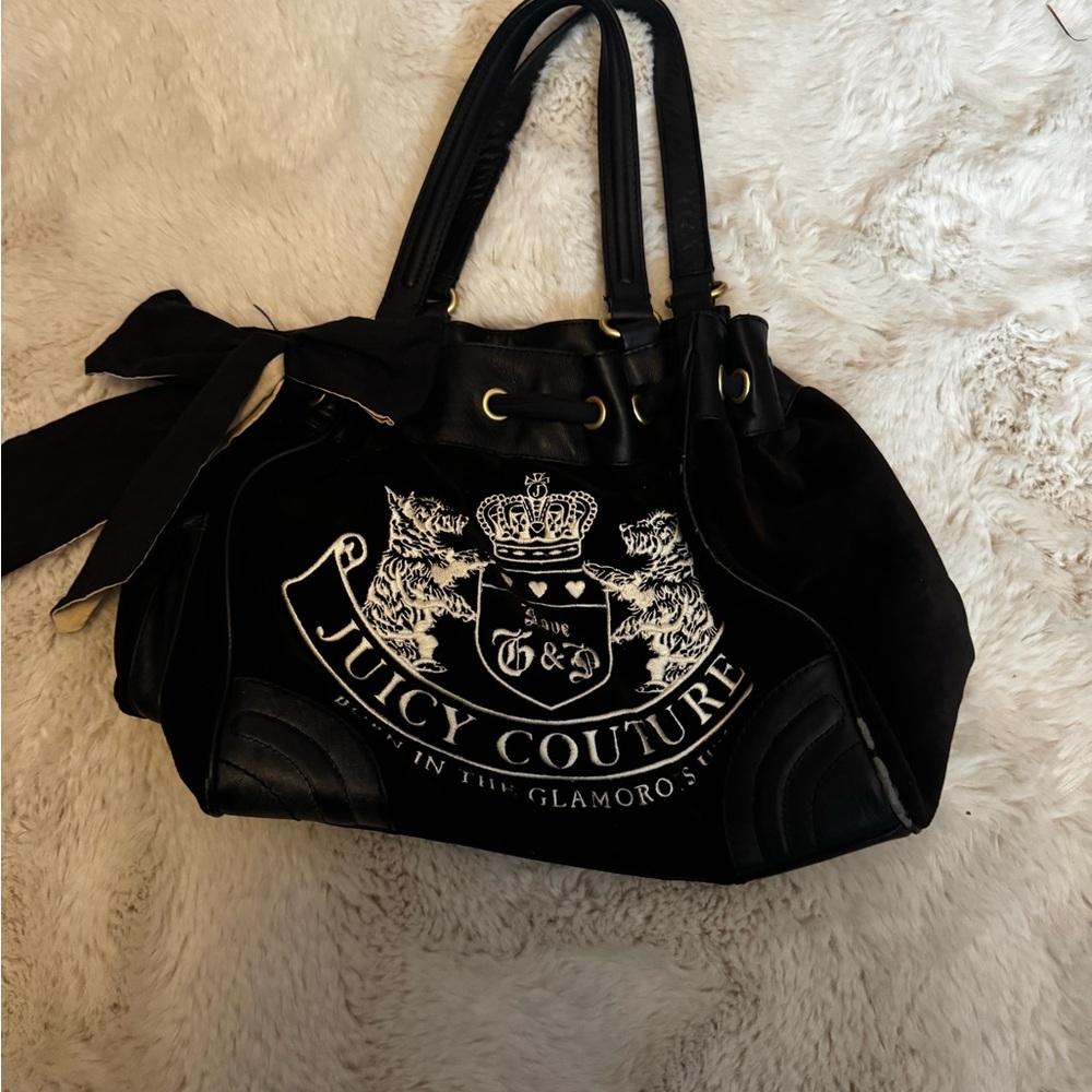 Juicy Couture Black Shoulder Bag with Gold Accents